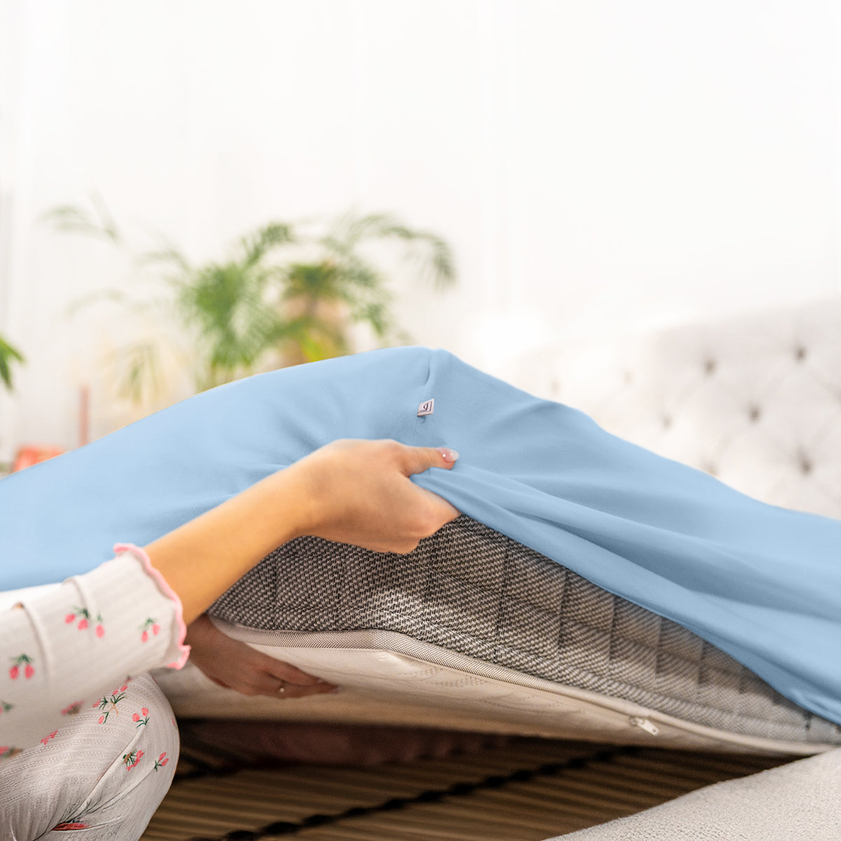 Prześcieradło niebieskie jersey premium | LaCama