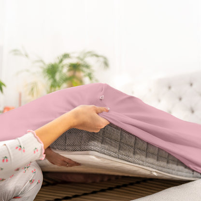 Prześcieradło różowe jersey premium | LaCama